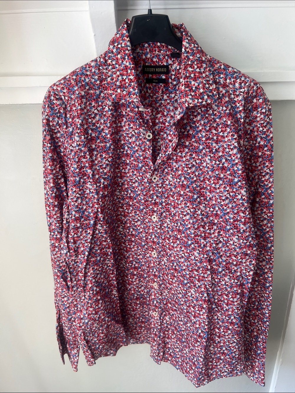 Antony Morato Red, Blue & White Micro-Print Dress Shirt